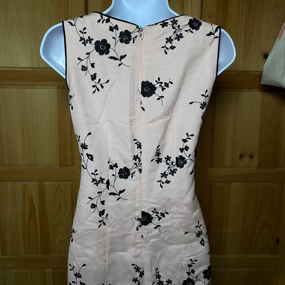 Vintage Romantic Floral Embroidered Coquette Pastel Dusty Pink Soft Midi Dress - Picture 8 of 13